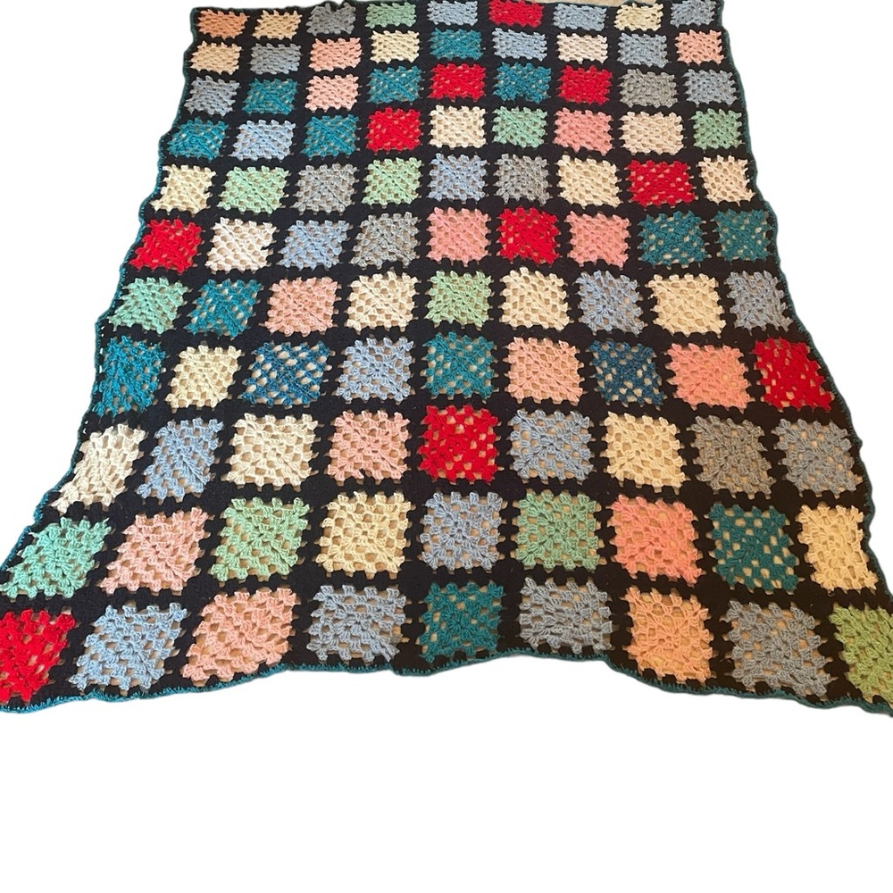 Vintage granny square crochet afghan